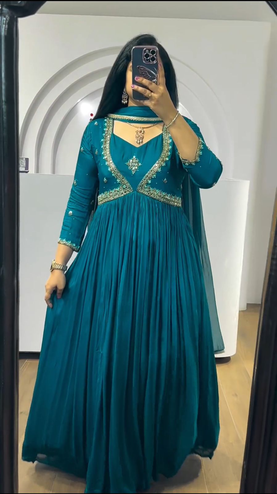 PC 406 Chinon Embroidery Designer Gown Wholesale Shop In Surat